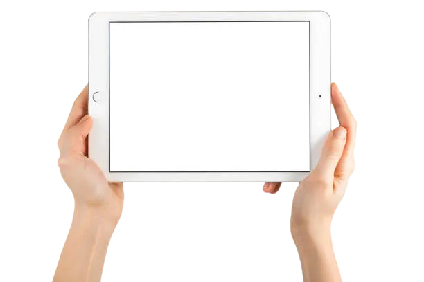 two hands holding an iPad